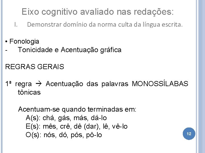 Eixo cognitivo avaliado nas redações: I. Demonstrar domínio da norma culta da língua escrita.
