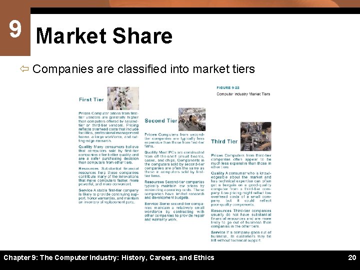 9 Market Share ï Companies are classified into market tiers Chapter 9: The Computer