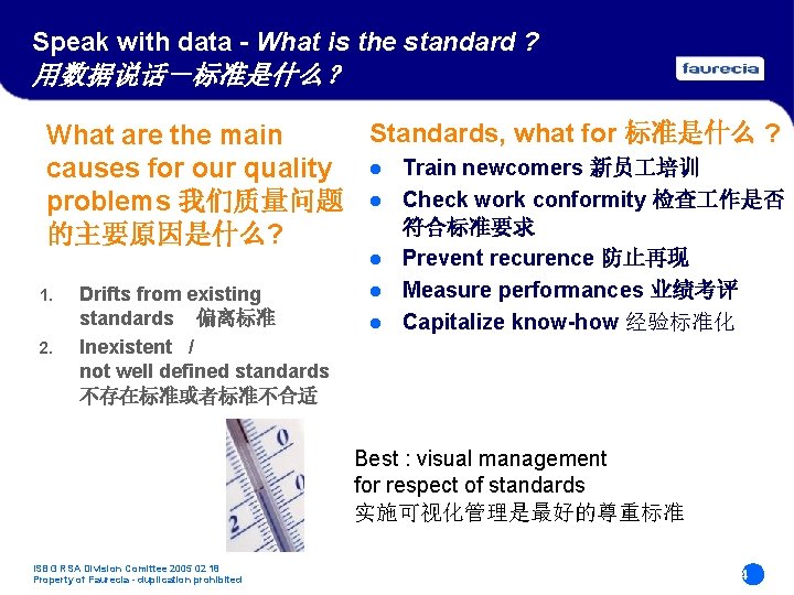 Speak with data - What is the standard ? 用数据说话-标准是什么? Standards, what for 标准是什么 Speak with data - What is the standard ? 用数据说话-标准是什么? Standards, what for 标准是什么