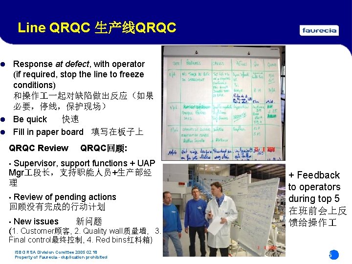 Line QRQC 生产线QRQC Response at defect, with operator (if required, stop the line to Line QRQC 生产线QRQC Response at defect, with operator (if required, stop the line to