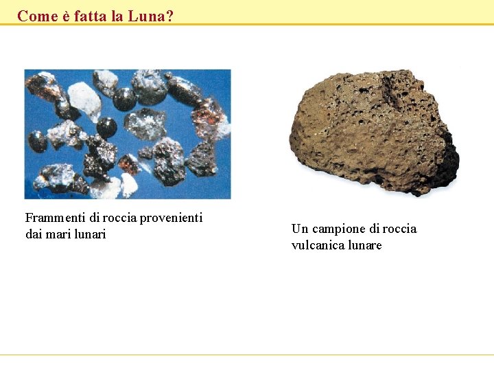 Come è fatta la Luna? Frammenti di roccia provenienti dai mari lunari Un campione