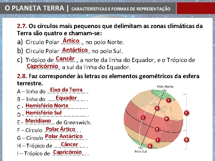 O PLANETA TERRA | CARACTERÍSTICAS E FORMAS DE REPRESENTAÇÃO 2. 7. Os círculos mais