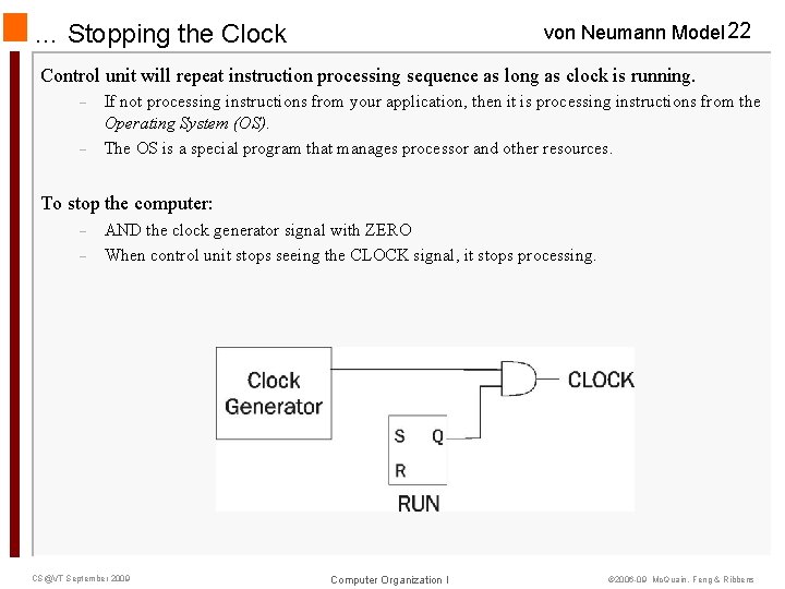 von Neumann Model 22 … Stopping the Clock Control unit will repeat instruction processing