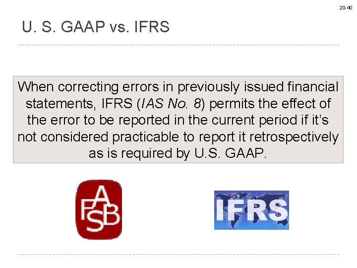 20 -40 U. S. GAAP vs. IFRS When correcting errors in previously issued financial