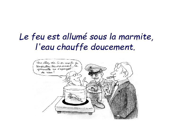 Le feu est allumé sous la marmite, l'eau chauffe doucement. 