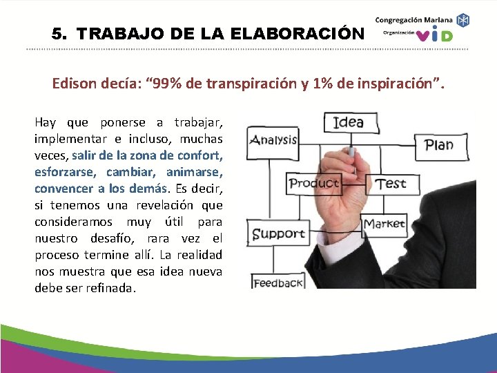 5. TRABAJO DE LA ELABORACIÓN Edison decía: “ 99% de transpiración y 1% de