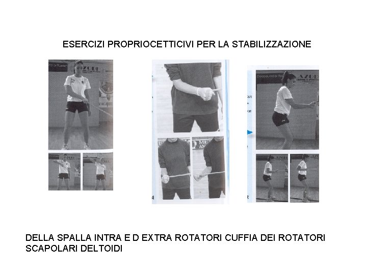 ESERCIZI PROPRIOCETTICIVI PER LA STABILIZZAZIONE DELLA SPALLA INTRA E D EXTRA ROTATORI CUFFIA DEI