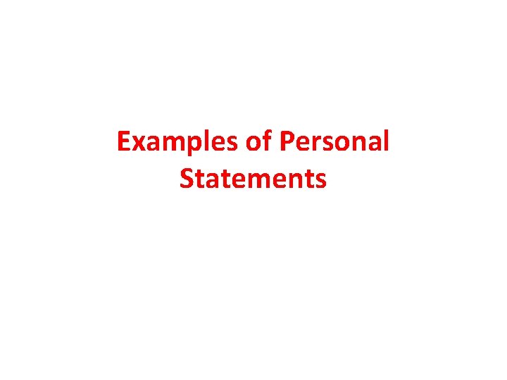 Examples of Personal Statements 
