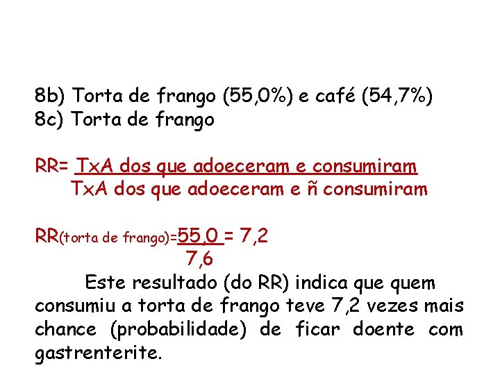 8 b) Torta de frango (55, 0%) e café (54, 7%) 8 c) Torta 8 b) Torta de frango (55, 0%) e café (54, 7%) 8 c) Torta