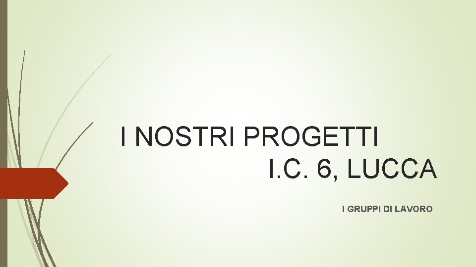I NOSTRI PROGETTI I. C. 6, LUCCA I GRUPPI DI LAVORO 