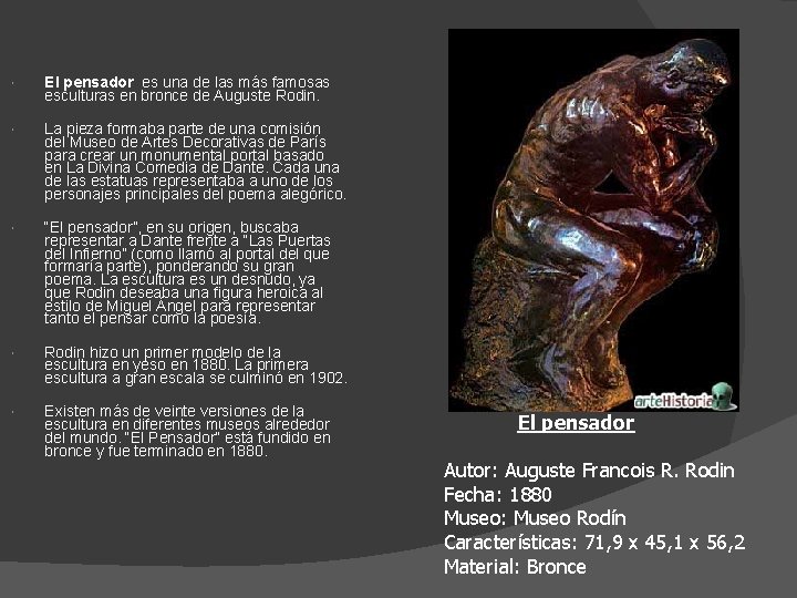  El pensador es una de las más famosas esculturas en bronce de Auguste