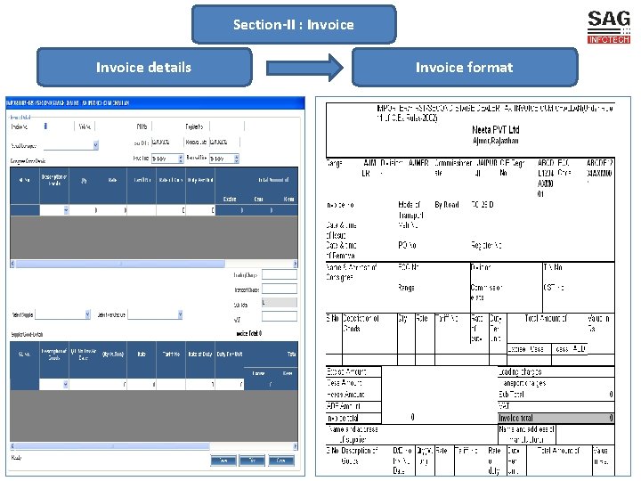 Section-II : Invoice details Invoice format 