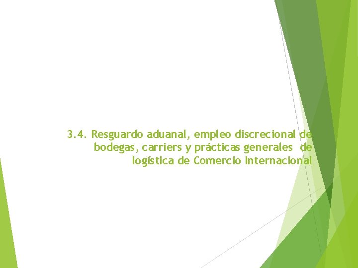 3. 4. Resguardo aduanal, empleo discrecional de bodegas, carriers y prácticas generales de logística