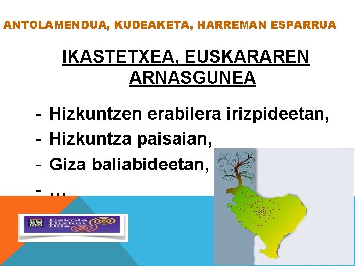 ANTOLAMENDUA, KUDEAKETA, HARREMAN ESPARRUA IKASTETXEA, EUSKARAREN ARNASGUNEA - Hizkuntzen erabilera irizpideetan, Hizkuntza paisaian, Giza