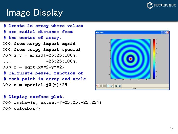 Image Display # Create 2 d array where values # are radial distance from Image Display # Create 2 d array where values # are radial distance from