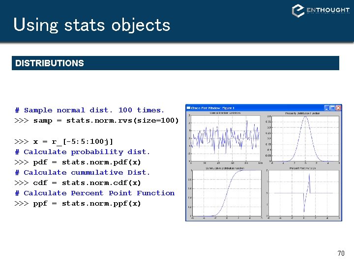 Using stats objects DISTRIBUTIONS # Sample normal dist. 100 times. >>> samp = stats. Using stats objects DISTRIBUTIONS # Sample normal dist. 100 times. >>> samp = stats.