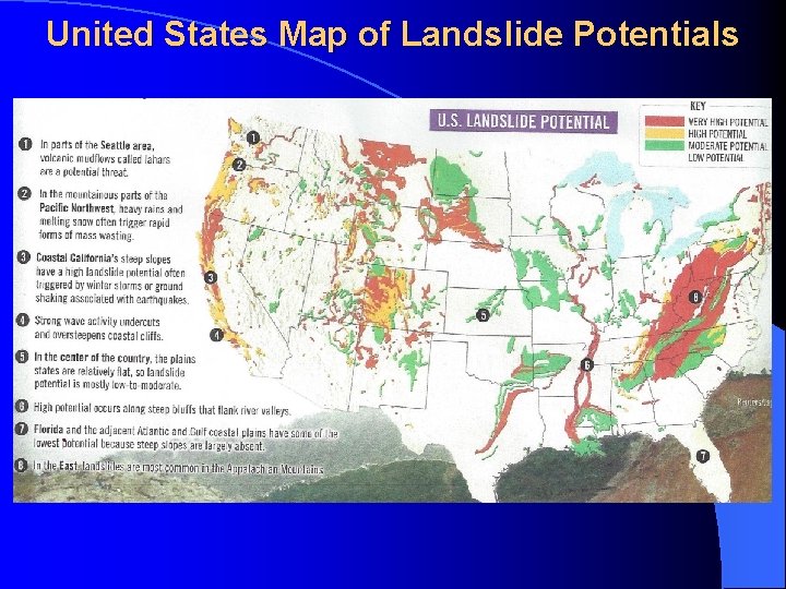 United States Map of Landslide Potentials 