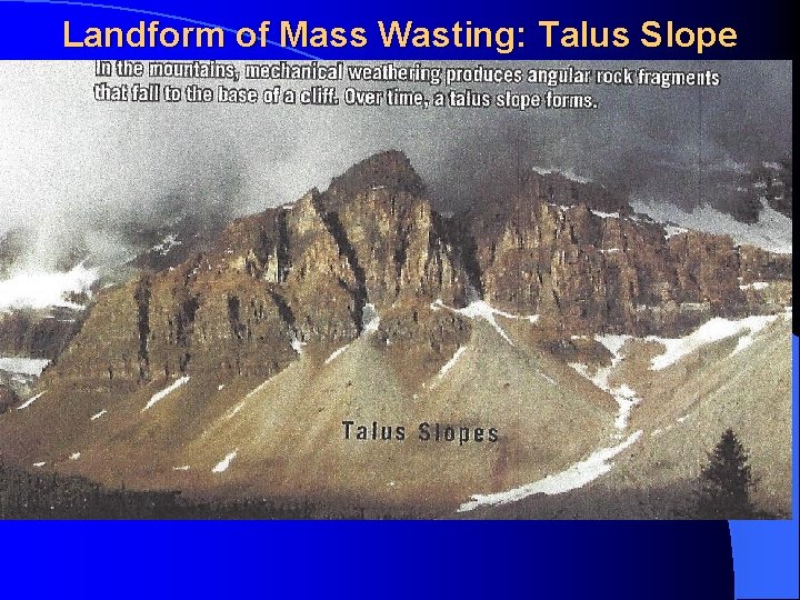 Landform of Mass Wasting: Talus Slope 