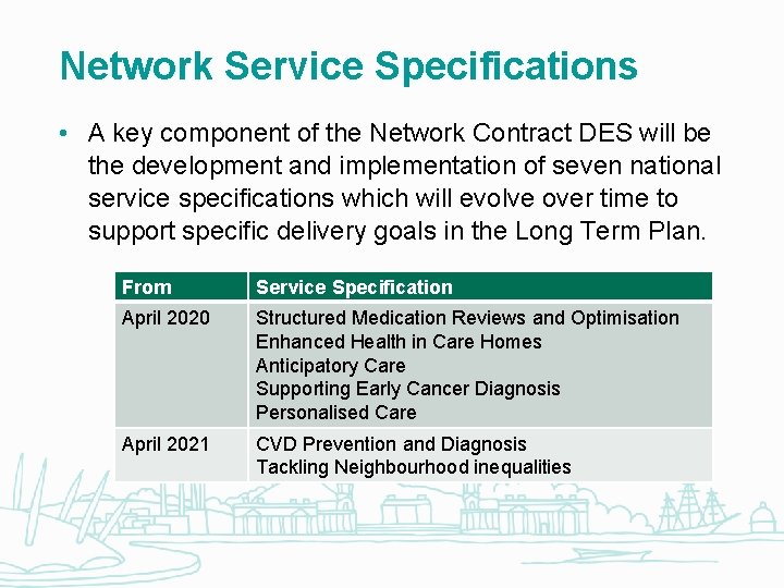 Network Service Specifications • A key component of the Network Contract DES will be