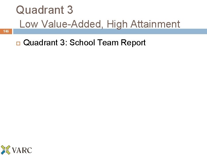 146 Quadrant 3 Low Value-Added, High Attainment Quadrant 3: School Team Report 