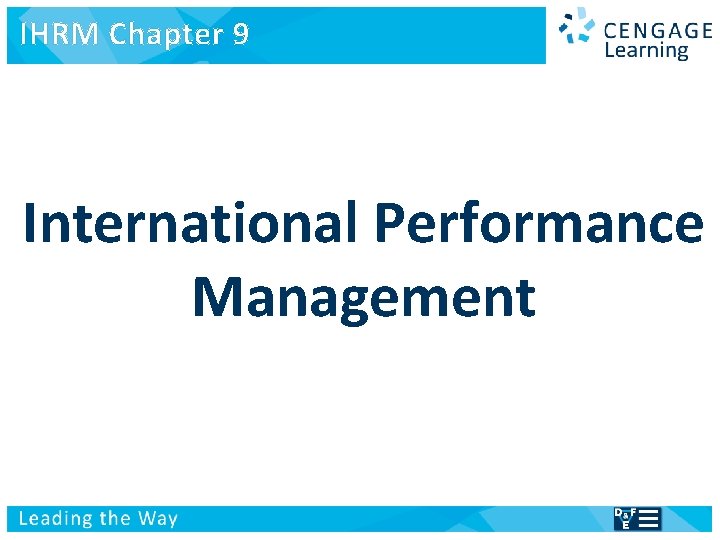IHRM Chapter 9 International Human Resource Management Managing people in a multinational context International