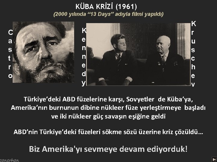 KÜBA KRİZİ (1961) (2000 yılında “ 13 Days” adıyla filmi yapıldı) K e n