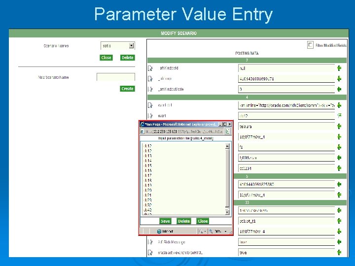 Parameter Value Entry 