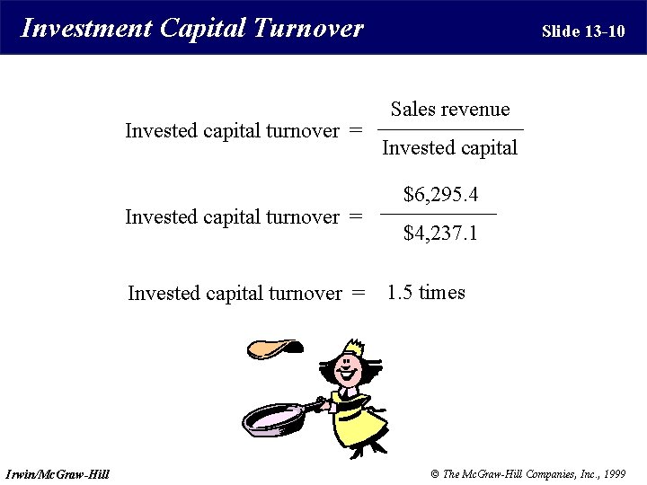 Investment Capital Turnover Invested capital turnover = Irwin/Mc. Graw-Hill Slide 13 -10 Sales revenue