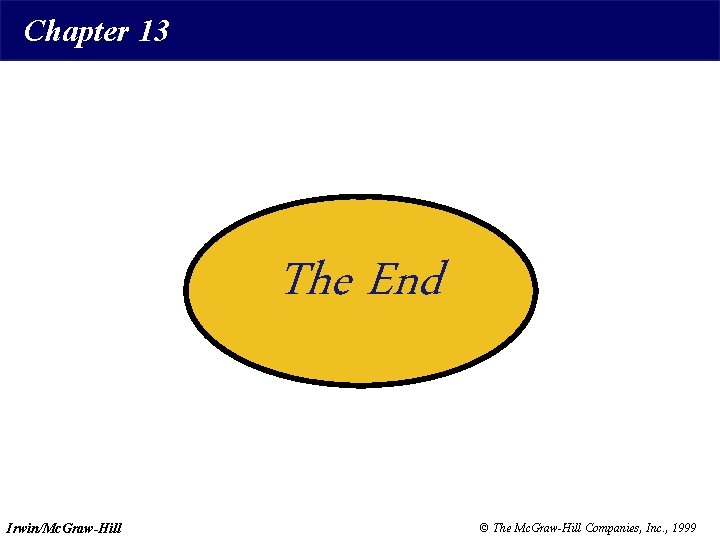 Chapter 13 The End Irwin/Mc. Graw-Hill © The Mc. Graw-Hill Companies, Inc. , 1999