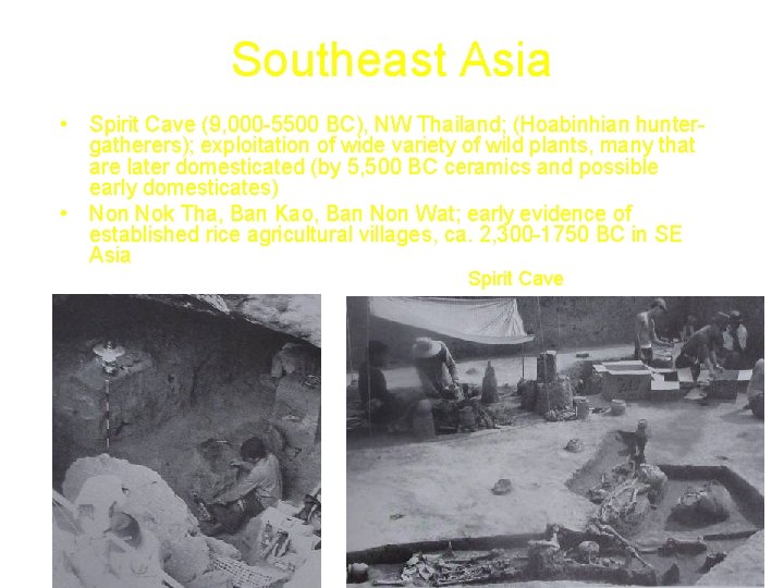 Southeast Asia • Spirit Cave (9, 000 -5500 BC), NW Thailand; (Hoabinhian huntergatherers); exploitation