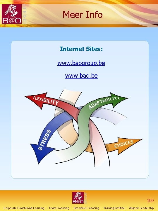  Meer Info Internet Sites: www. baogroup. be www. bao. be 100 Corporate Coaching