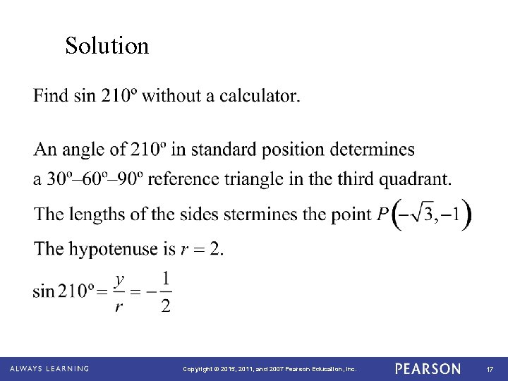 Solution Copyright © 2015, 2011, and 2007 Pearson Education, Inc. 17 