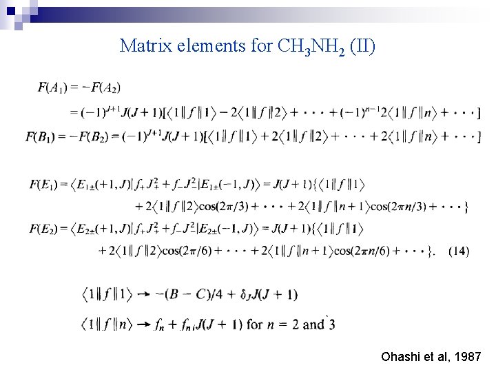 Matrix elements for CH 3 NH 2 (II) Ohashi et al, 1987 