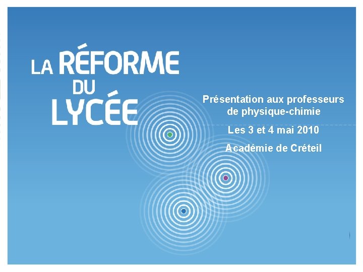 Pistes de réflexion pour la classe de seconde et le cycle terminal Présentation aux