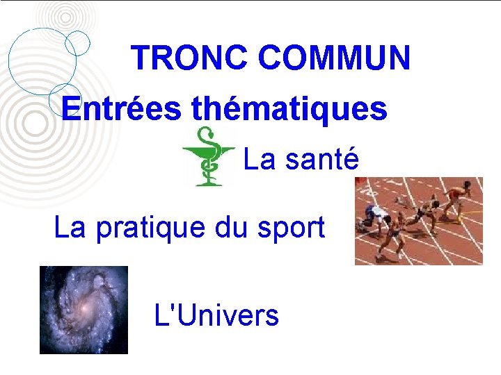 Pistes de réflexion pour la classe de seconde et le cycle terminal TRONC COMMUN