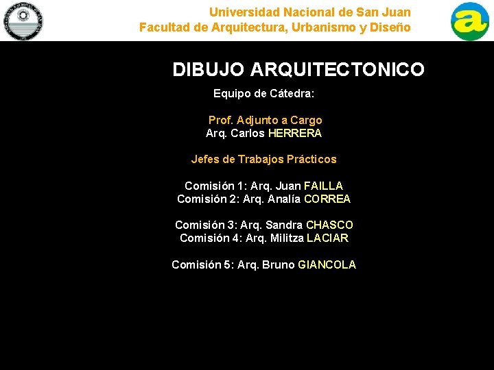Universidad Nacional de San Juan Facultad de Arquitectura, Urbanismo y Diseño DIBUJO ARQUITECTONICO Equipo