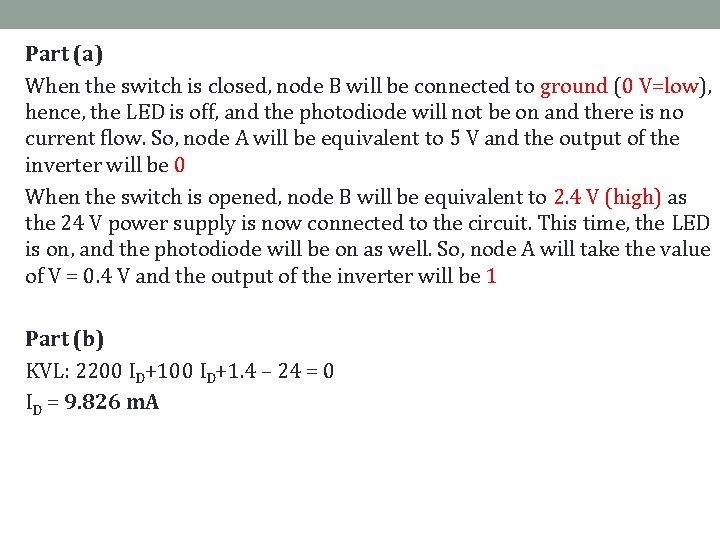 Part (a) When the switch is closed, node B will be connected to ground