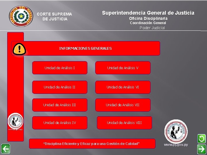 CORTE SUPREMA DE JUSTICIA Superintendencia General de Justicia Oficina Disciplinaria Coordinación General Poder Judicial