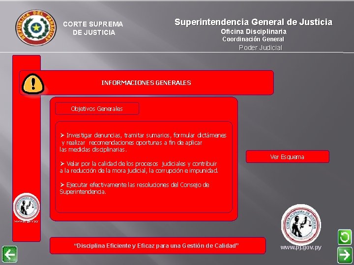 CORTE SUPREMA DE JUSTICIA Superintendencia General de Justicia Oficina Disciplinaria Coordinación General Poder Judicial