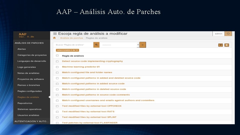 AAP – Análisis Auto. de Parches 
