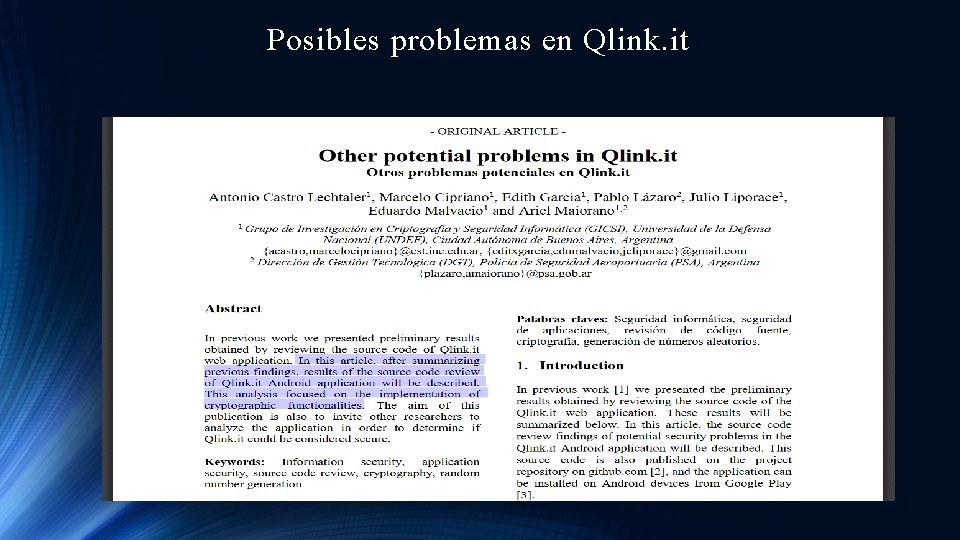 Posibles problemas en Qlink. it 