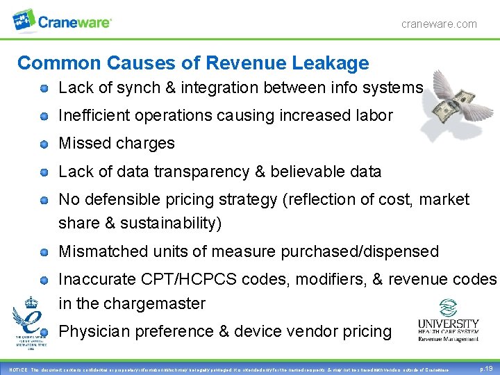 craneware. com Common Causes of Revenue Leakage Lack of synch & integration between info