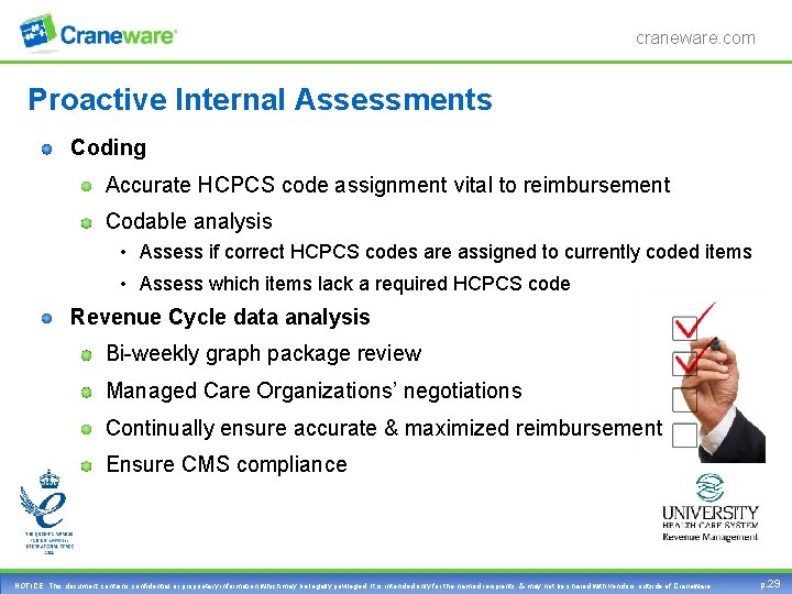 craneware. com Proactive Internal Assessments Coding Accurate HCPCS code assignment vital to reimbursement Codable