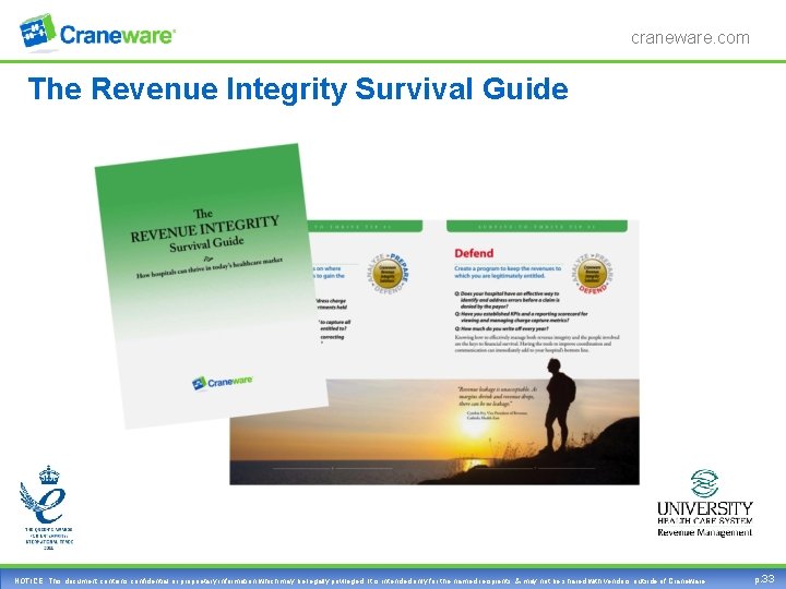 craneware. com The Revenue Integrity Survival Guide NOTICE: This document contains confidential or proprietary