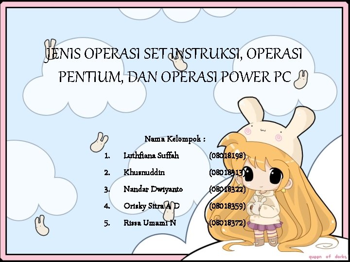 JENIS OPERASI SET INSTRUKSI, OPERASI PENTIUM, DAN OPERASI POWER PC 1. 2. 3. 4.