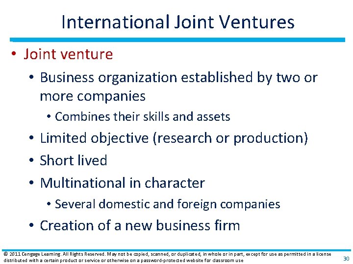 International Joint Ventures • Joint venture • Business organization established by two or more