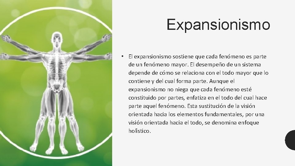 Expansionismo • El expansionismo sostiene que cada feno meno es parte de un feno