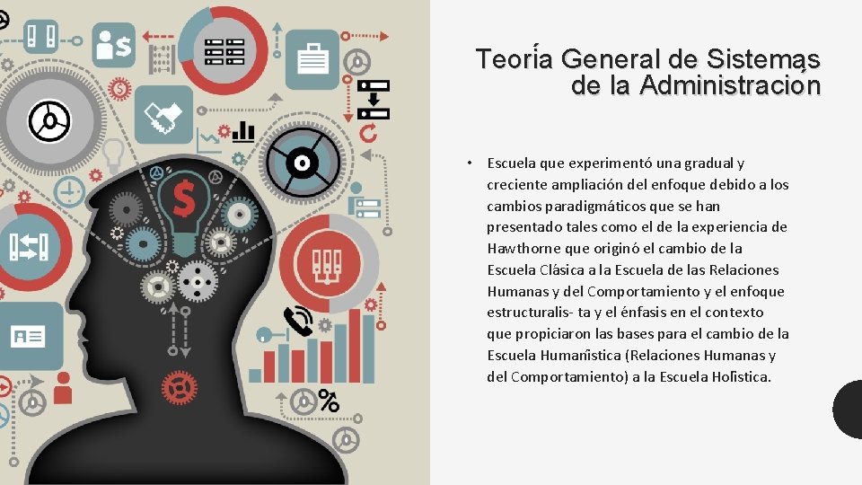 Teori a General de Sistemas de la Administracio n • Escuela que experimento una