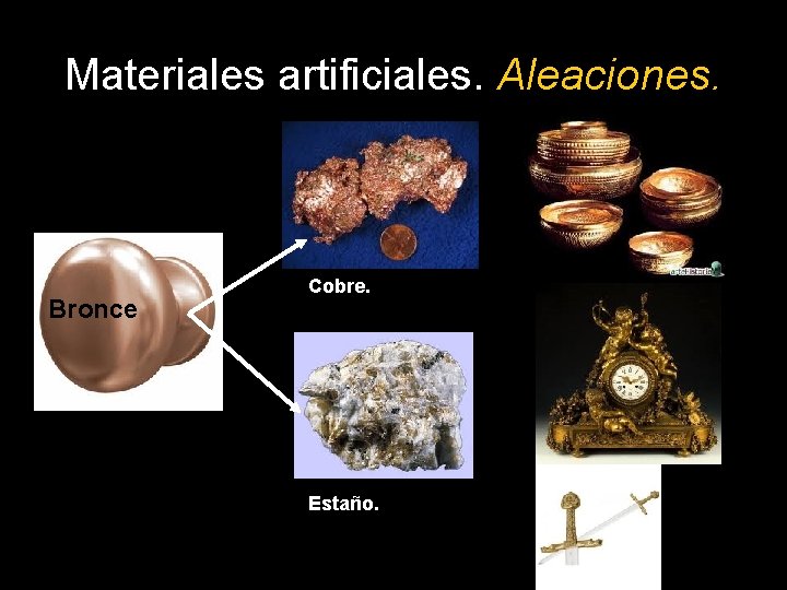 Materiales artificiales. Aleaciones. Bronce Cobre. Estaño. 