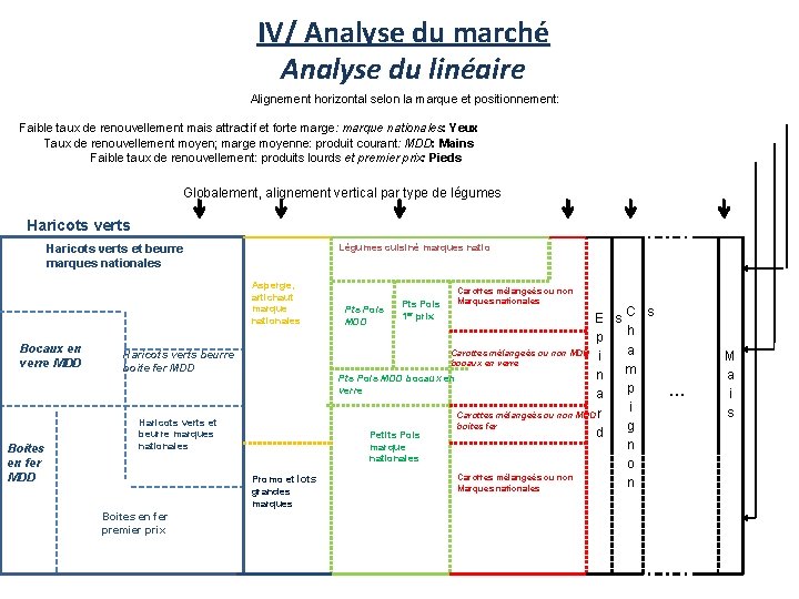 IV/ Analyse du marché Analyse du linéaire Alignement horizontal selon la marque et positionnement: